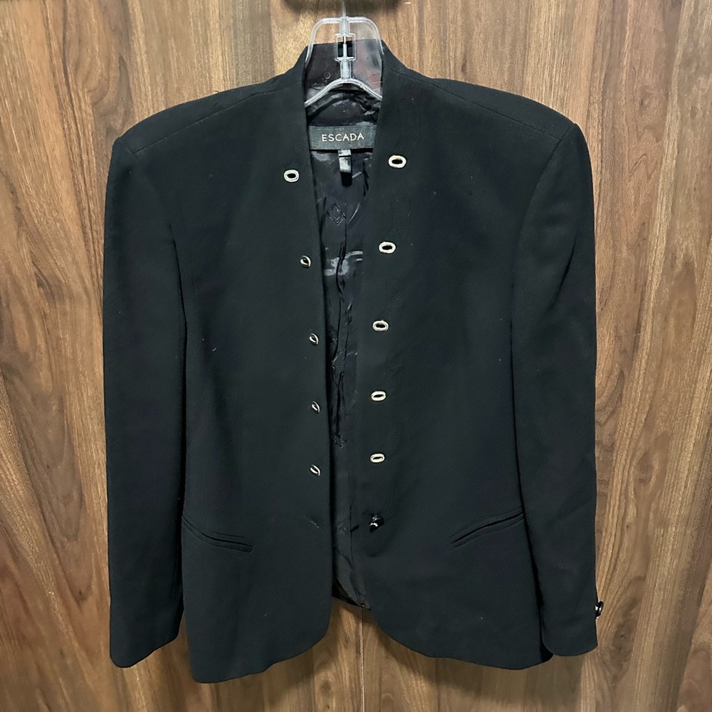 Escada Black Wool Blazer With Button Details, Siz… - image 1
